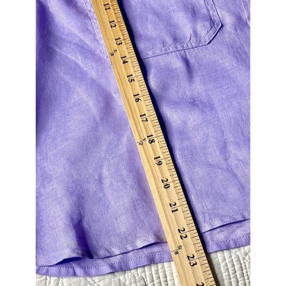 GAP Women Linen Shirt Long Sleeves Cropped Casual Minimalist Classic PURPLE XL - Picture 4 of 12